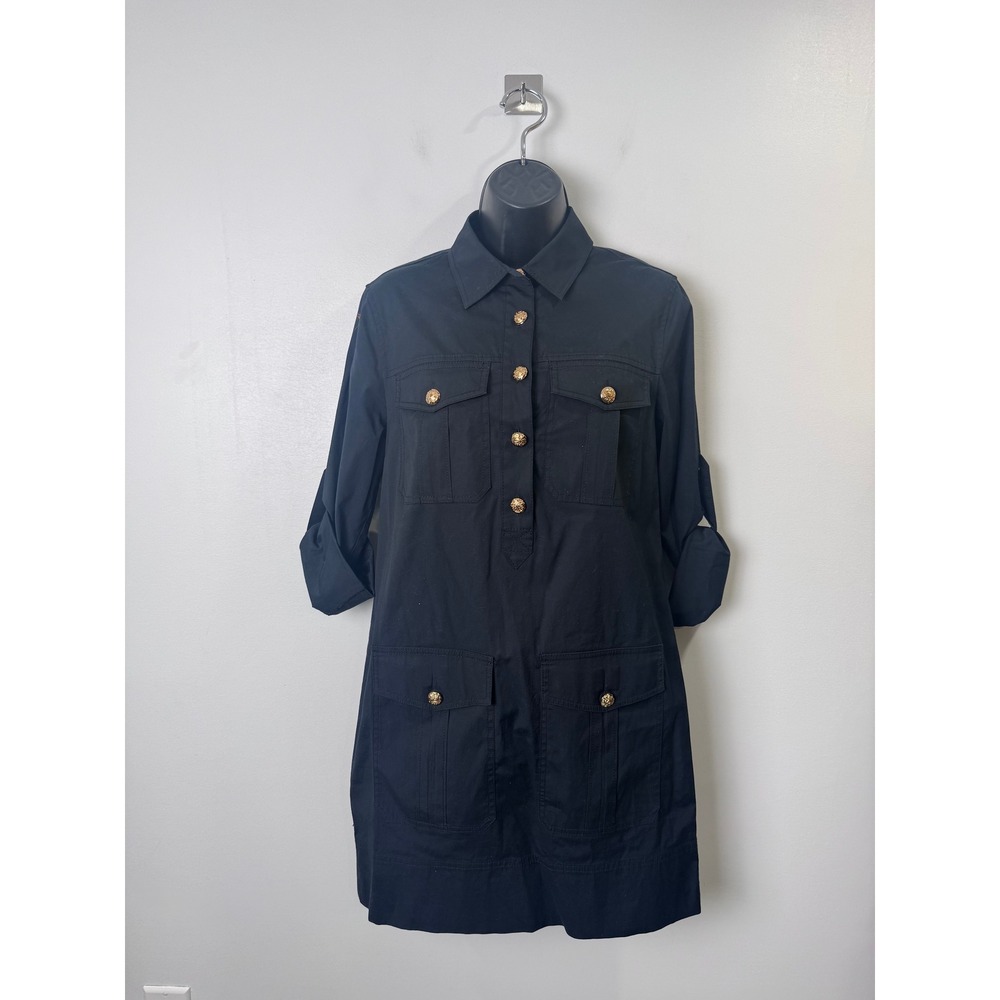 Veronica Beard Women Saude Black Utility Shirt Dress Size 0